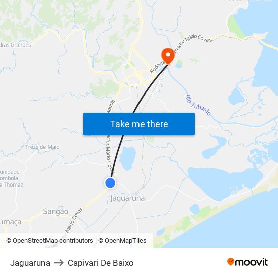 Jaguaruna to Capivari De Baixo map