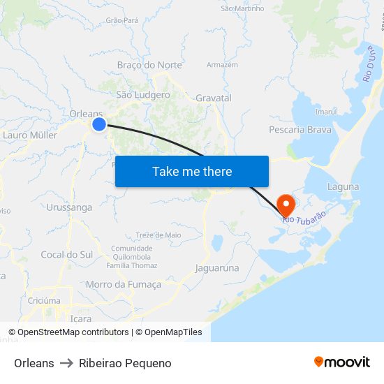 Orleans to Ribeirao Pequeno map