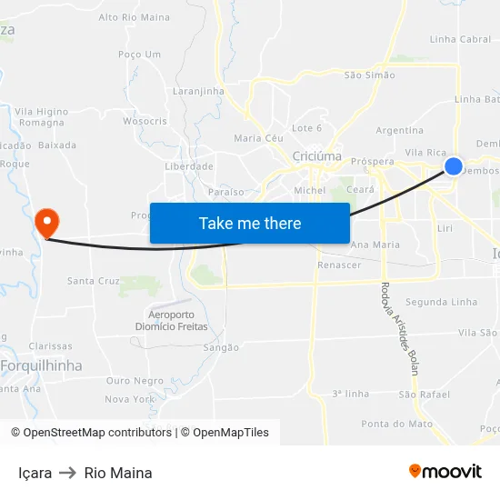 Içara to Rio Maina map