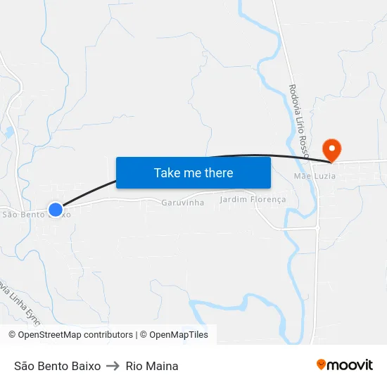 São Bento Baixo to Rio Maina map