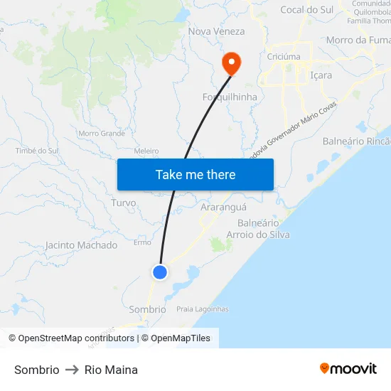 Sombrio to Rio Maina map