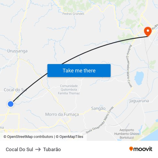 Cocal Do Sul to Tubarão map