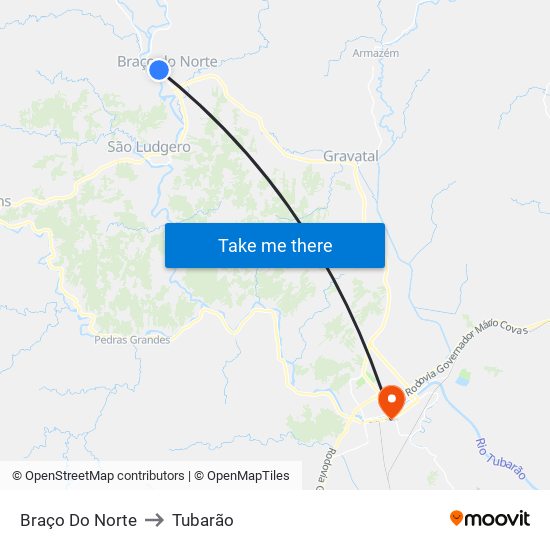 Braço Do Norte to Tubarão map