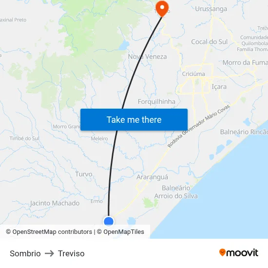 Sombrio to Treviso map