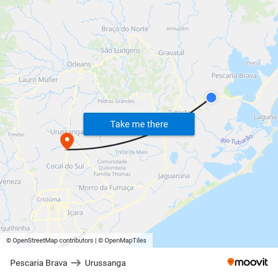Pescaria Brava to Urussanga map