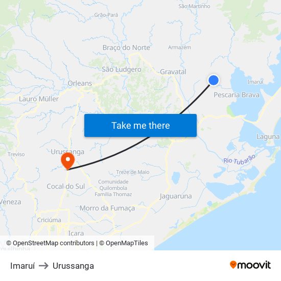 Imaruí to Urussanga map