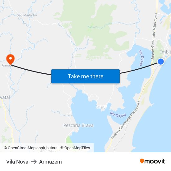 Vila Nova to Armazém map
