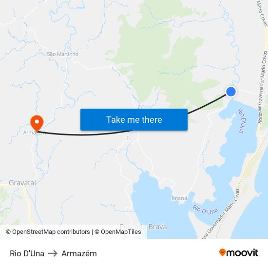 Rio D'Una to Armazém map