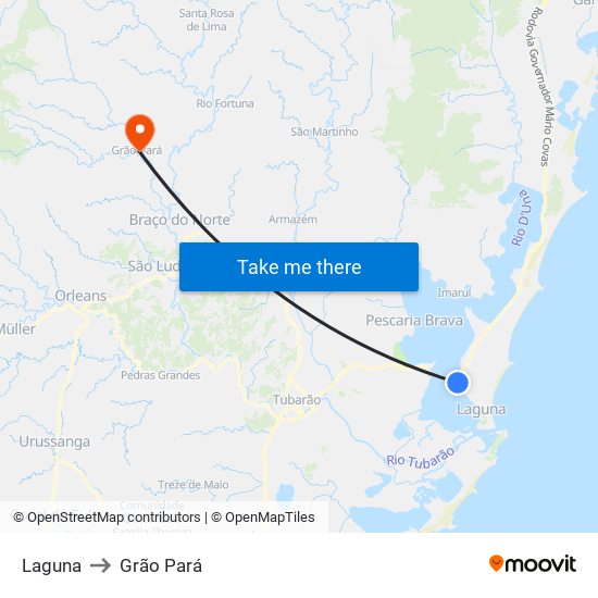 Laguna to Grão Pará map