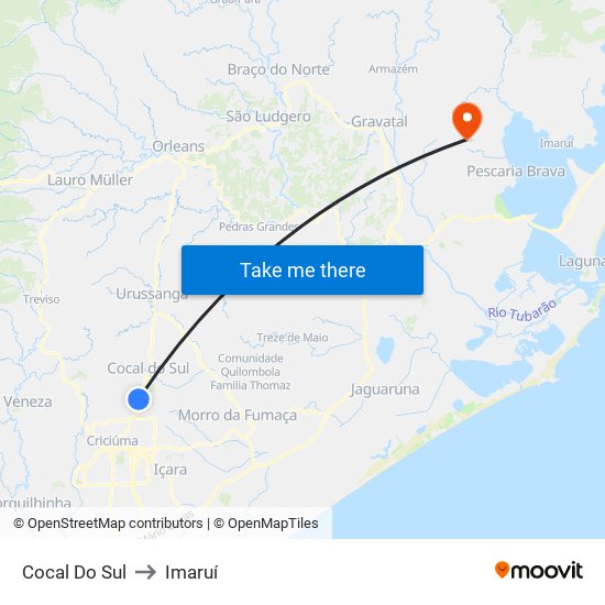 Cocal Do Sul to Imaruí map