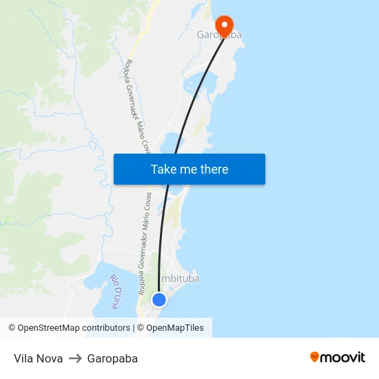 Vila Nova to Garopaba map