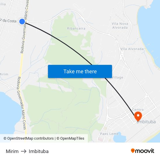 Mirim to Imbituba map