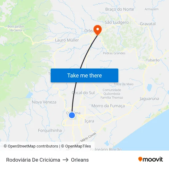 Rodoviária De Criciúma to Orleans map