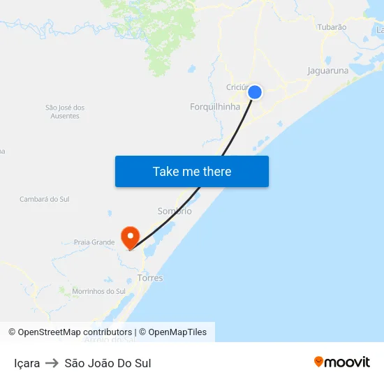 Içara to São João Do Sul map