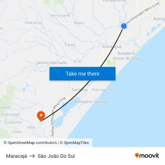 Maracajá to São João Do Sul map