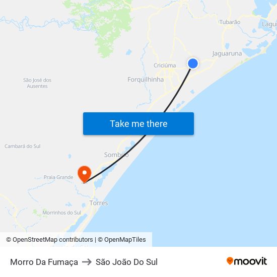 Morro Da Fumaça to São João Do Sul map