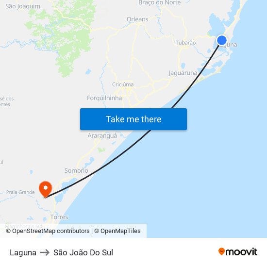 Laguna to São João Do Sul map