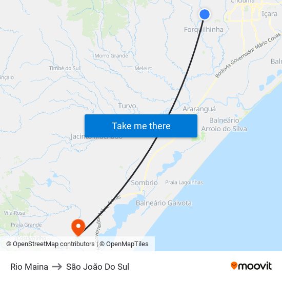 Rio Maina to São João Do Sul map