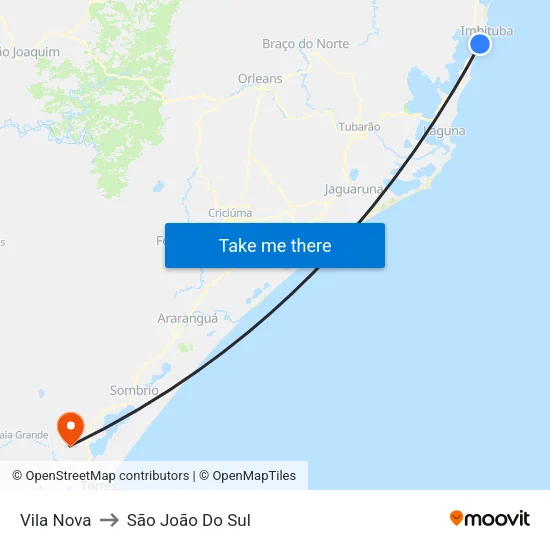 Vila Nova to São João Do Sul map