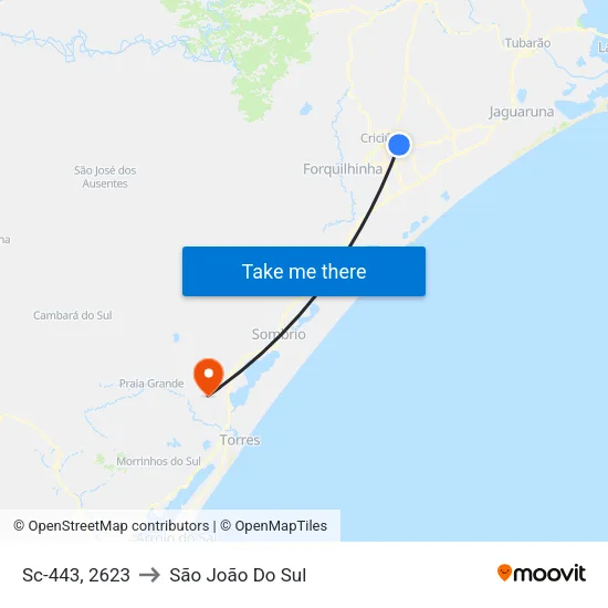 Sc-443, 2623 to São João Do Sul map
