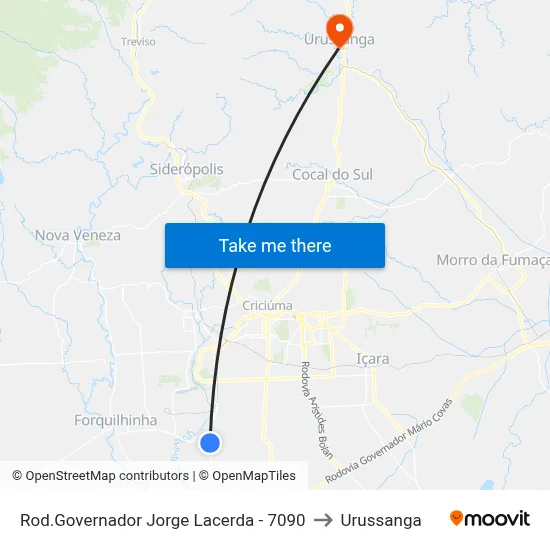 Rod.Governador Jorge Lacerda - 7090 to Urussanga map