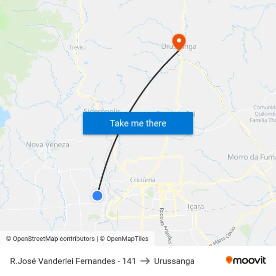 R.José Vanderlei Fernandes - 141 to Urussanga map