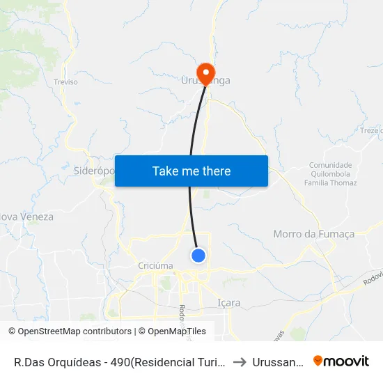 R.Das Orquídeas - 490(Residencial Turim) to Urussanga map