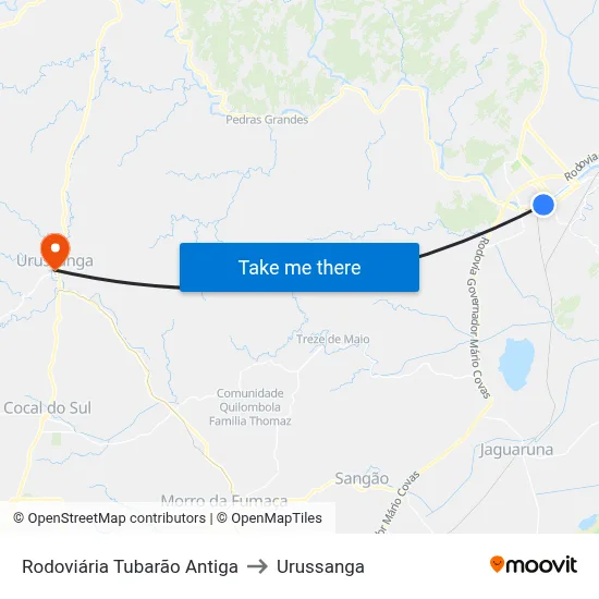 Rodoviária Tubarão Antiga to Urussanga map