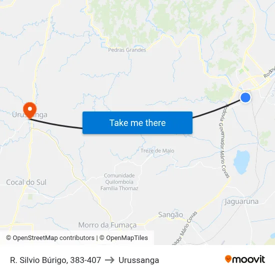 R. Silvio Búrigo, 383-407 to Urussanga map