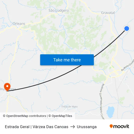 Estrada Geral | Várzea Das Canoas to Urussanga map