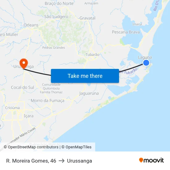 R. Moreira Gomes, 46 to Urussanga map