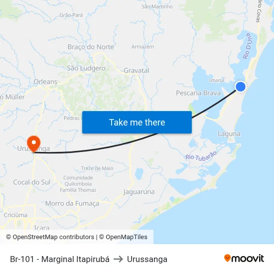 Br-101 - Marginal Itapirubá to Urussanga map