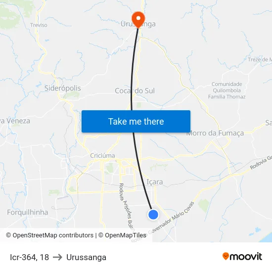 Icr-364, 18 to Urussanga map