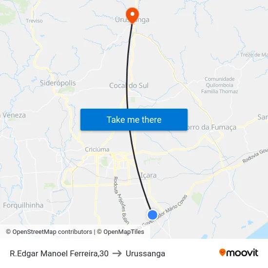 R.Edgar Manoel Ferreira,30 to Urussanga map