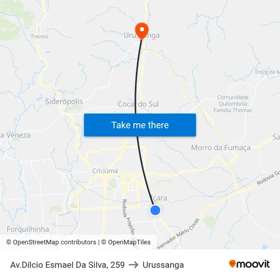 Av.Dílcio Esmael Da Silva, 259 to Urussanga map