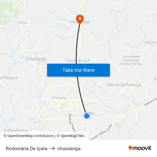 Rodoviária De Içara to Urussanga map