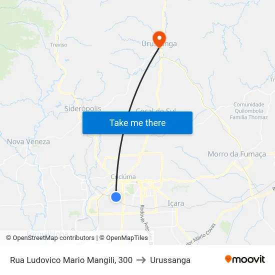 Rua Ludovico Mario Mangili, 300 to Urussanga map