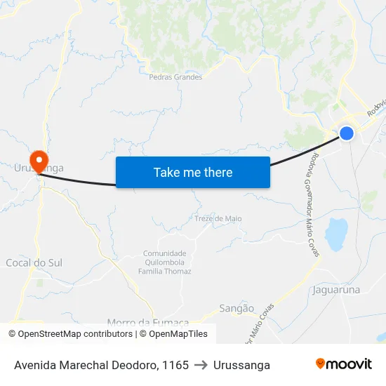 Avenida Marechal Deodoro, 1165 to Urussanga map