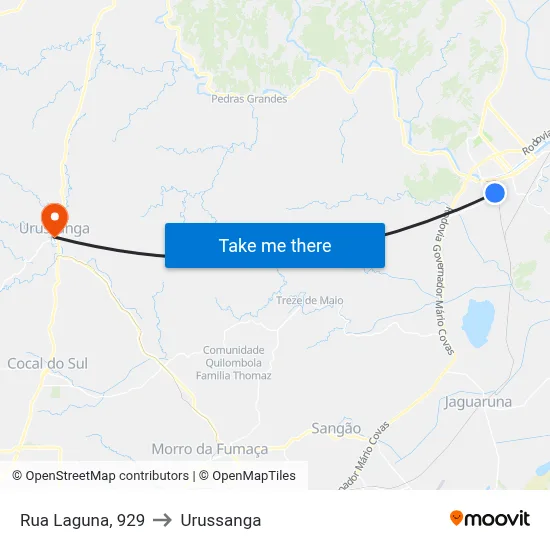 Rua Laguna, 929 to Urussanga map