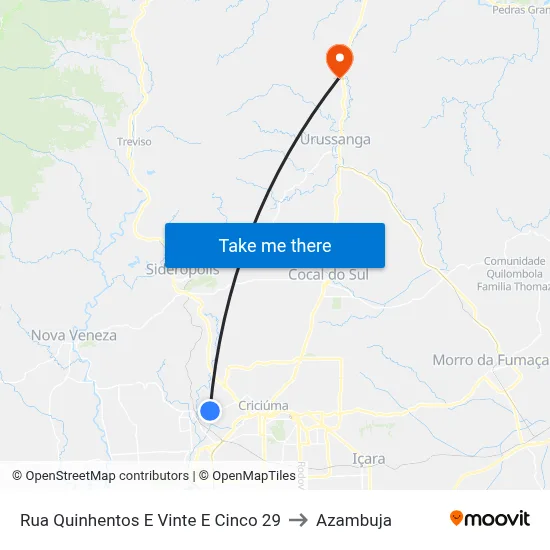 Rua Quinhentos E Vinte E Cinco 29 to Azambuja map