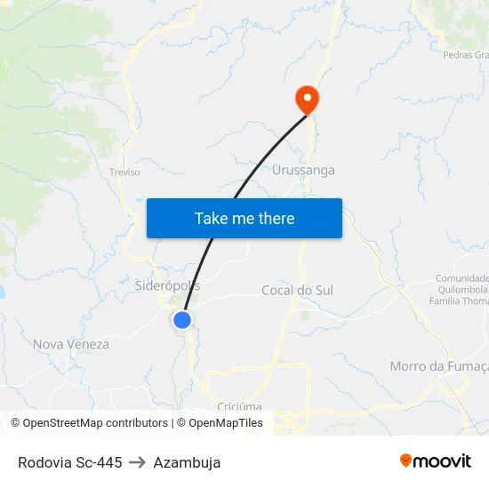 Rodovia Sc-445 to Azambuja map
