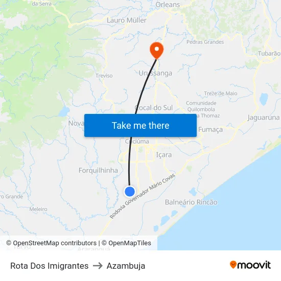 Rota Dos Imigrantes to Azambuja map