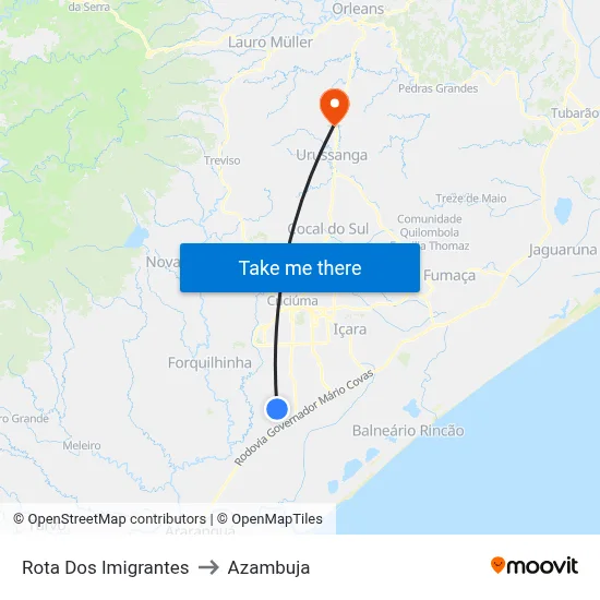 Rota Dos Imigrantes to Azambuja map