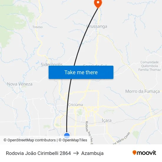 Rodovia João Cirimbelli 2864 to Azambuja map