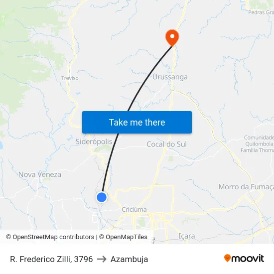 R. Frederico Zilli, 3796 to Azambuja map