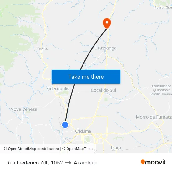 Rua Frederico Zilli, 1052 to Azambuja map