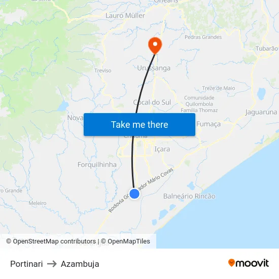 Portinari to Azambuja map