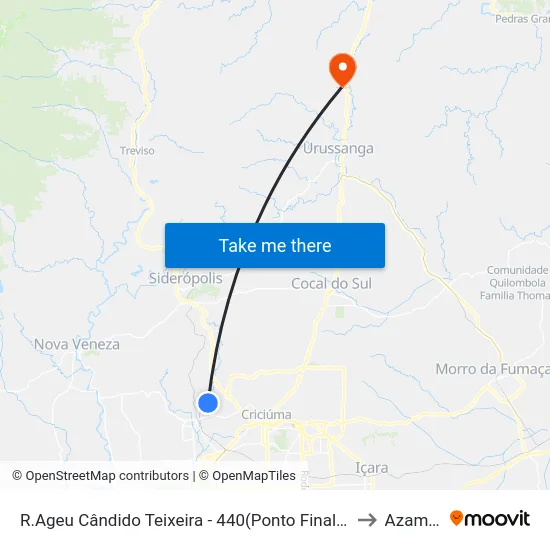 R.Ageu Cândido Teixeira - 440(Ponto Final Monte Castelo) to Azambuja map