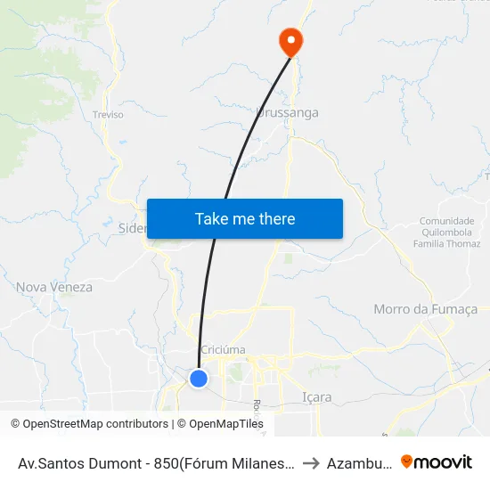 Av.Santos Dumont - 850(Fórum Milanese) to Azambuja map