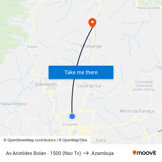 Av.Aristídes Bolan - 1500 (Nsc Tv) to Azambuja map